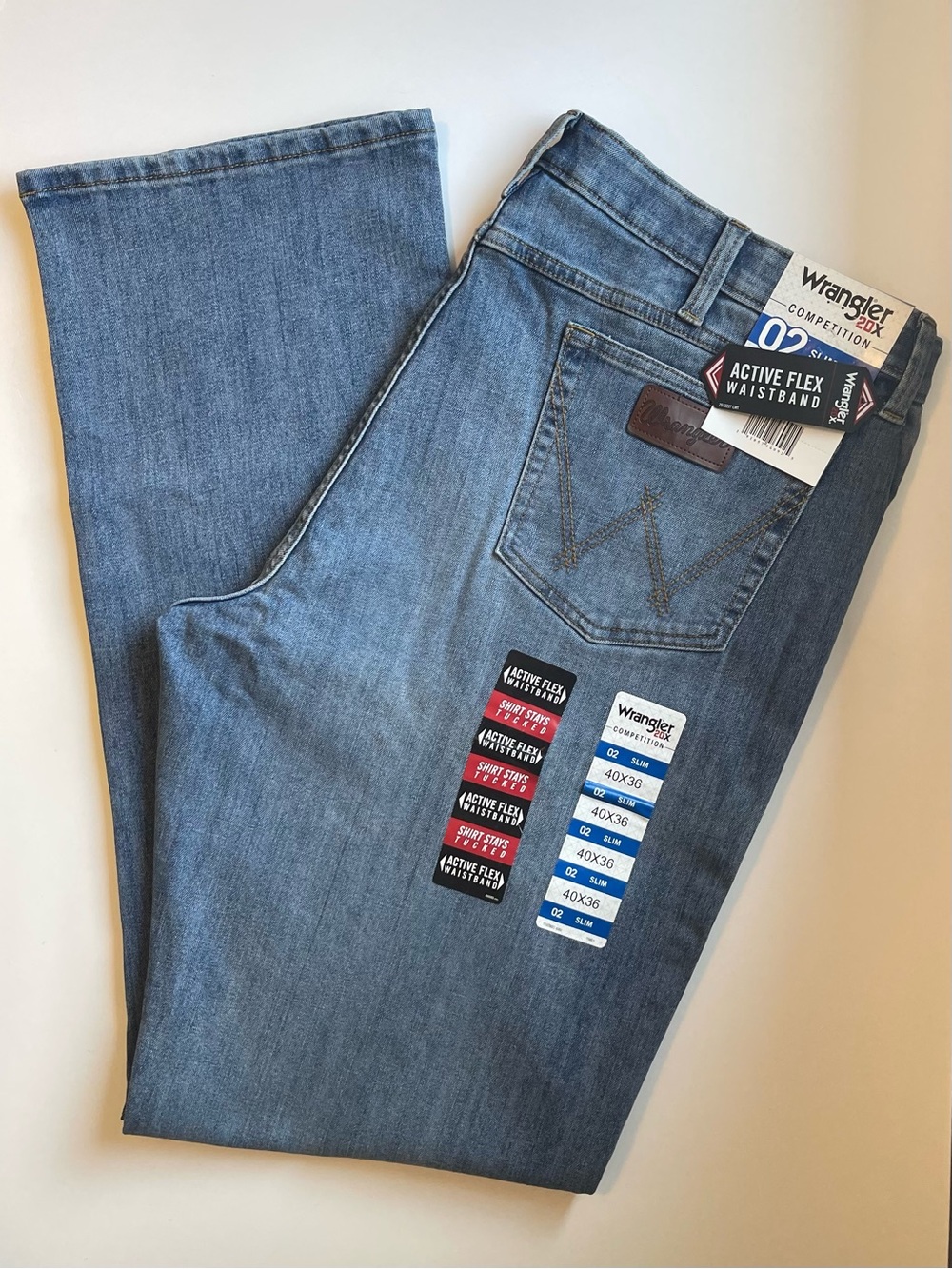 NWT Wrangler 20X Competition 02 Slim Jeans - Active Flex & Light Wash - 40 | 36
